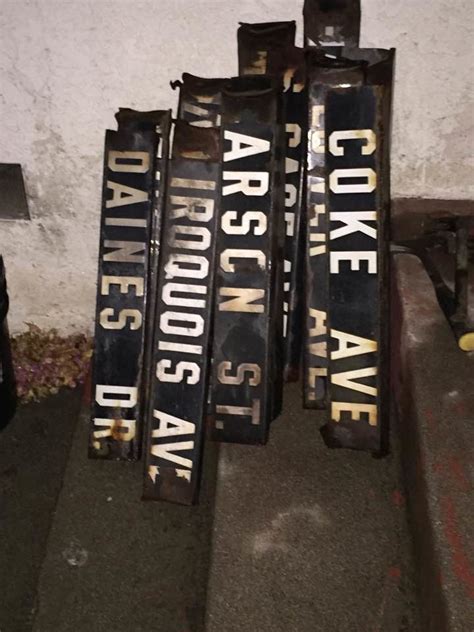 1928 metal porcelain enamel box signs streets los angeles|1900s porcelain street signs.